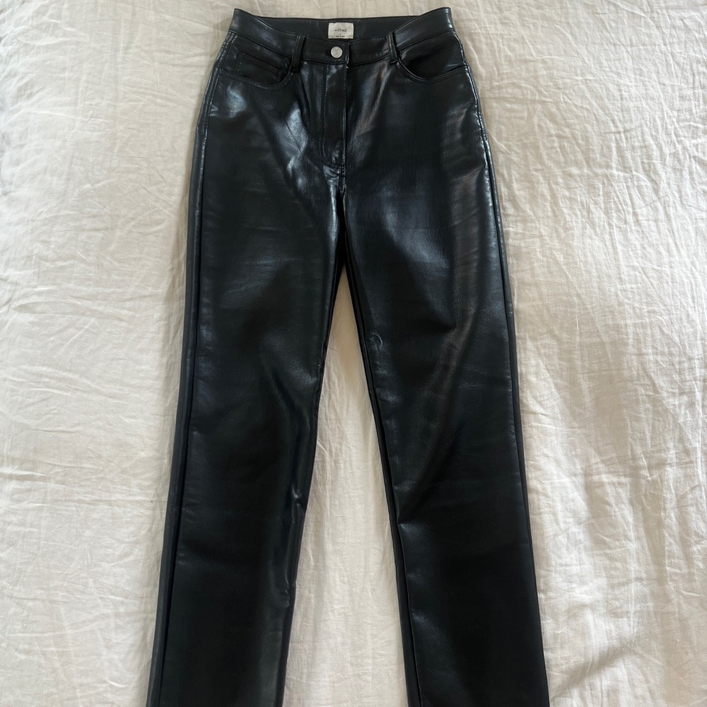 Aritzia Wilfred - Melina Leather Black Straight Pant